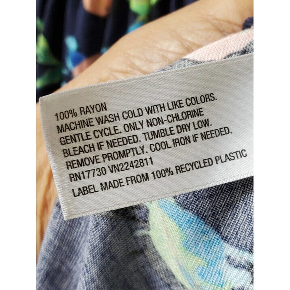 Merona Women's Blue Floral Rayon Scoop Neck Sleeveless Long Maxi Dress Size XL - Picture 11 of 13